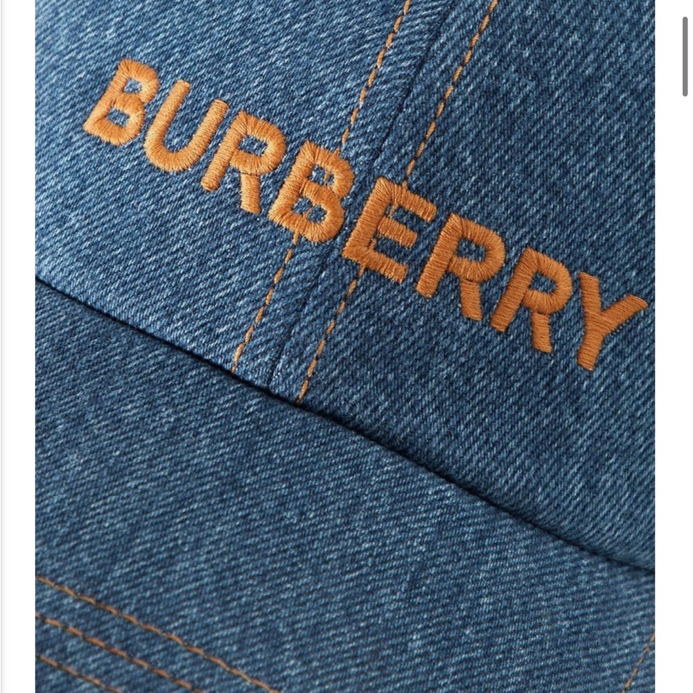Burberry - NEW Logo-Embroidered Denim Baseball Cap - Blue Size M - Picture 3 of 11
